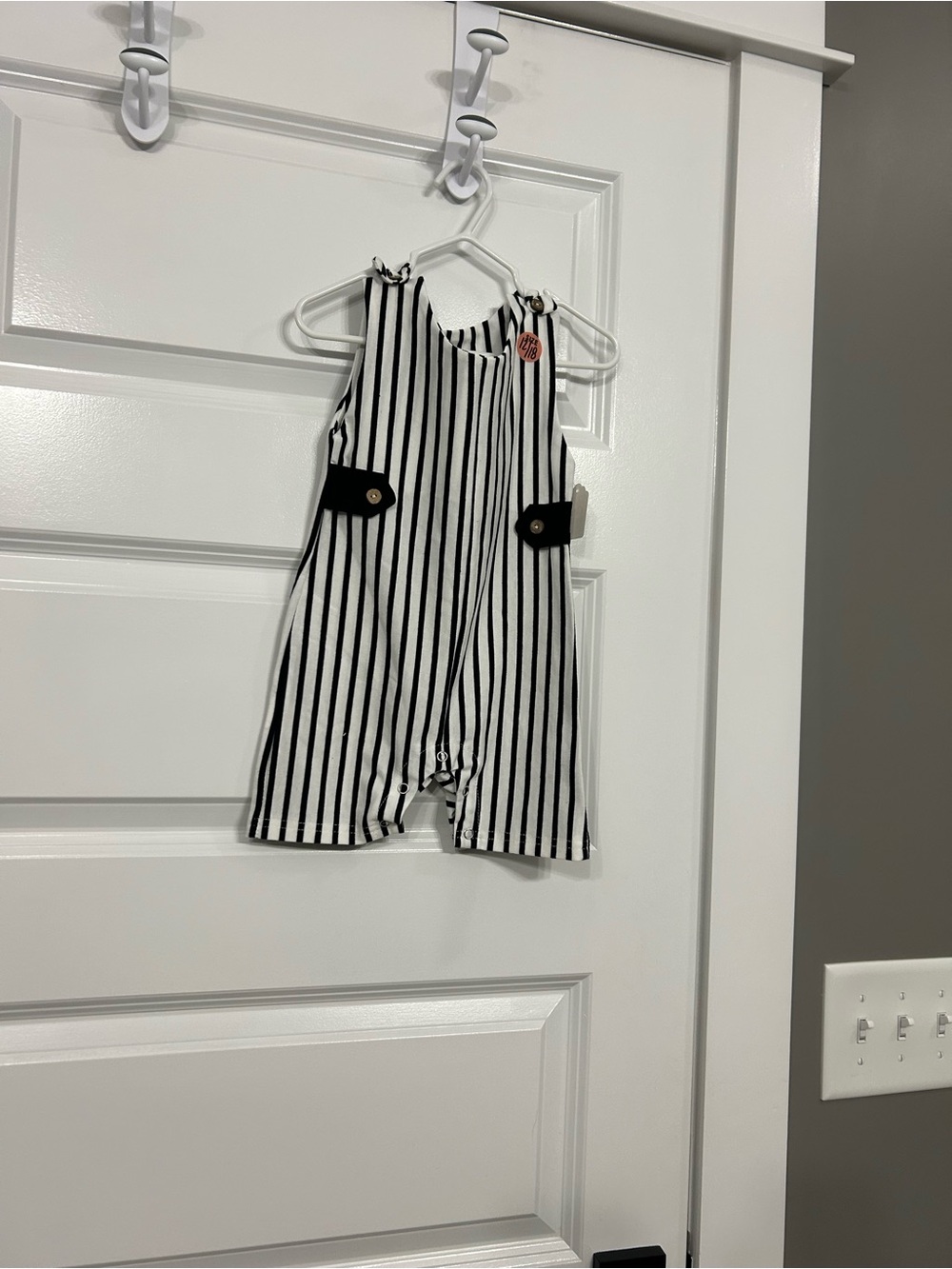 Black and White Vertical Stripe Baby Romper